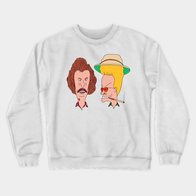 Beavis and Butthead in the style of Fear and Loathing in Las Vegas Crewneck Sweatshirt by robchick